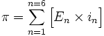 \pi = \sum_{n=1}^{n=6} \Big[ E_n \times i_n \Big]