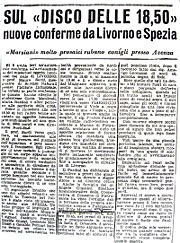 Il Tirreno 13 novembre 1954, uno dei due quotidiani conosciuti che riferirono l'episodio